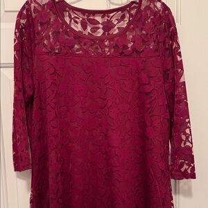 Burgundy Lace Long Sleeve Dress